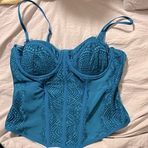 Peacock green corset top